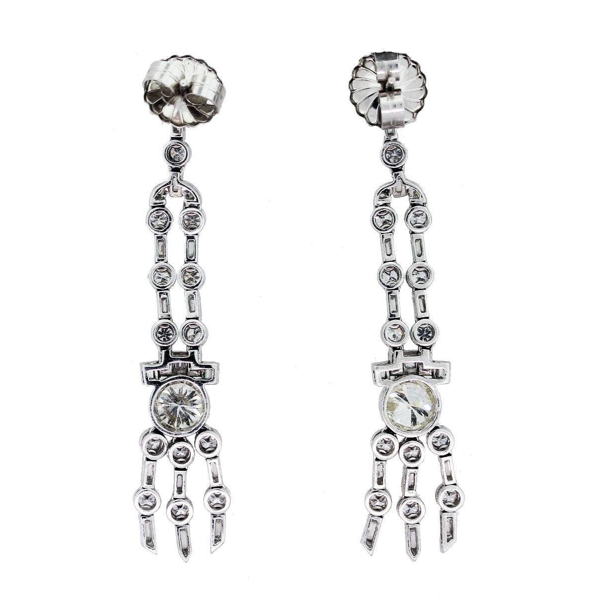 Vintage Style Platinum and 5 Carat Diamond Long Drop Earrings – Raymond ...