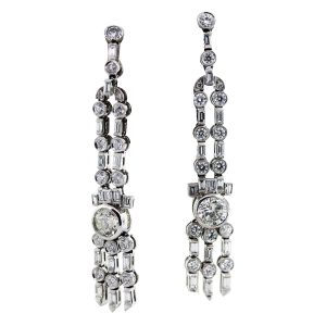 5 carat diamond dangle earrings, vintage style earrings, vintage diamond earrings