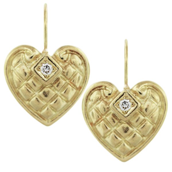 18K yellow gold diamond Quilted earrings