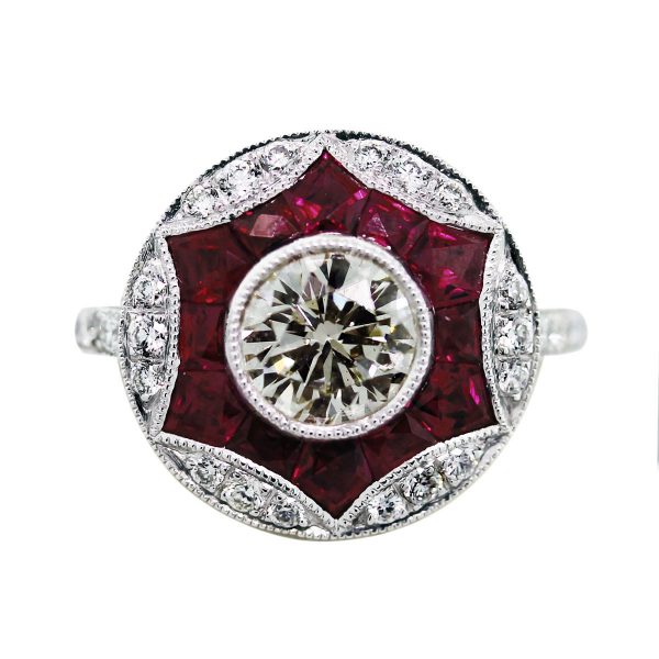 round diamond ruby ring