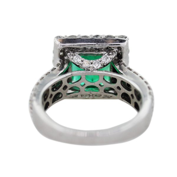 14k White Gold Emerald and Diamond Ring