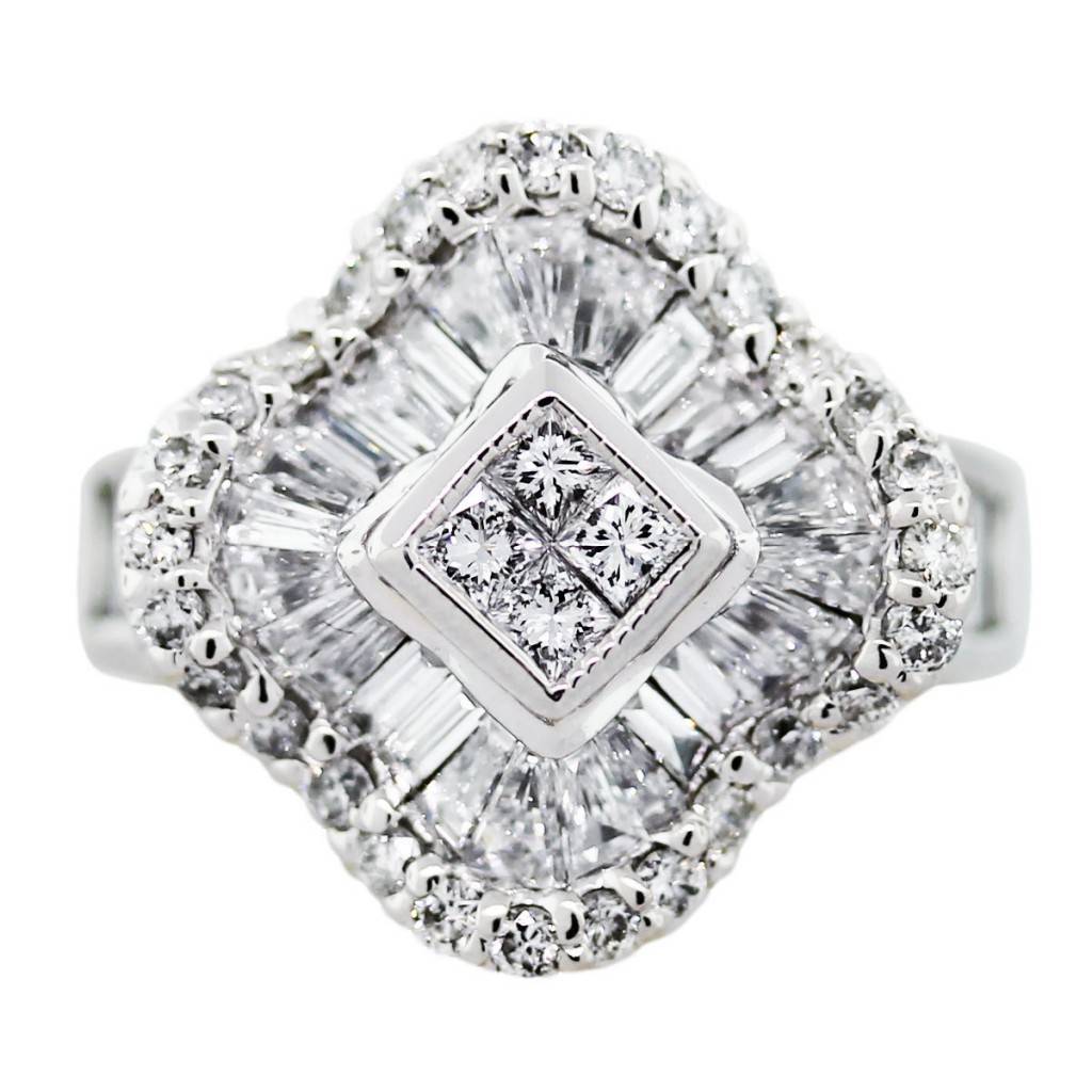 Estate 18K White Gold Diamond Cluster Ring, vintage ring, diamond ring giveaway