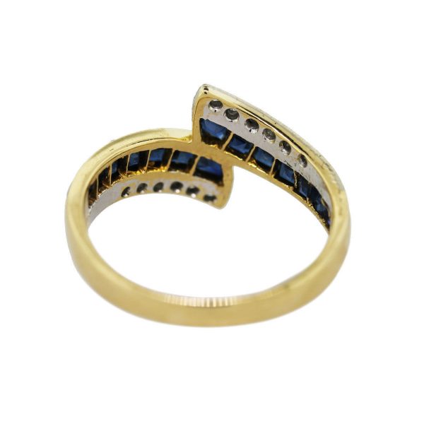 18k Yellow Gold, Diamond and Sapphire Ring