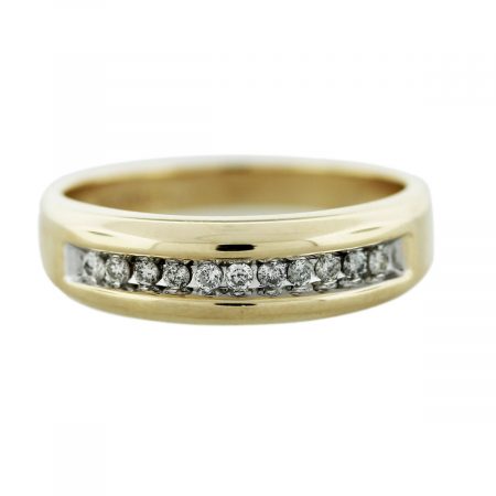 10k Yellow Gold Diamond Mens Wedding Band Ring