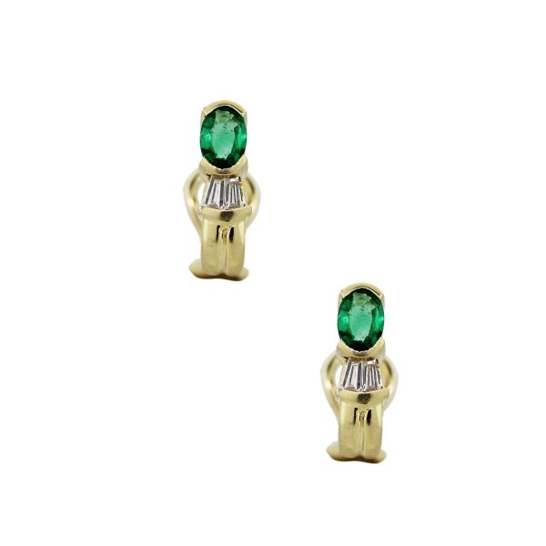 Emerald and Diamond J-Hoop Earrings