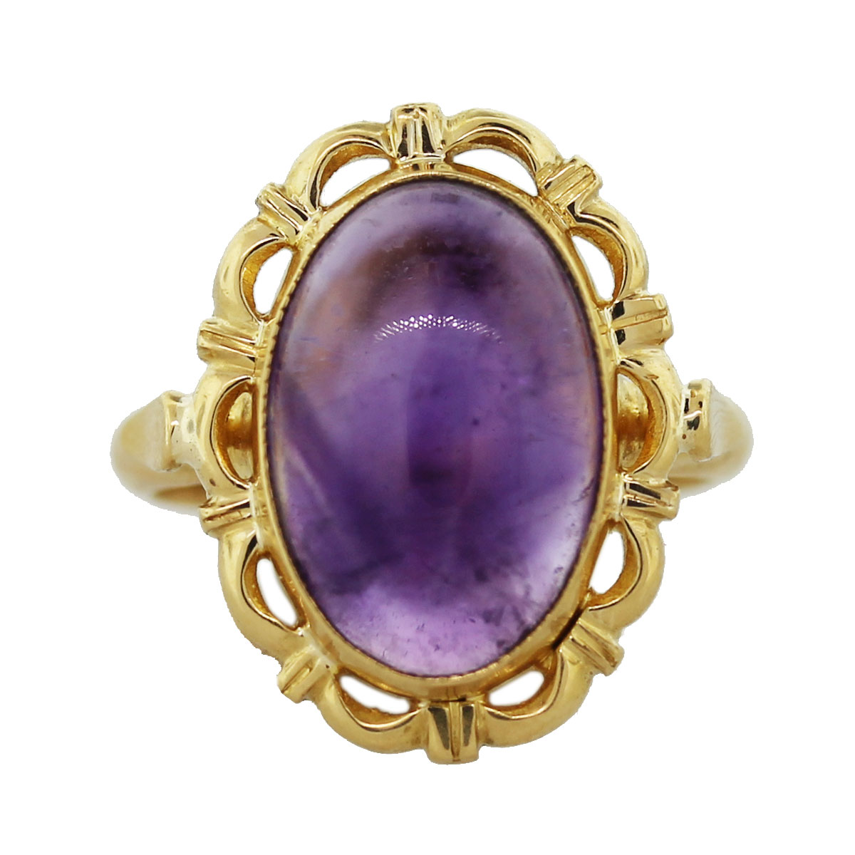 18k Yellow Gold Amethyst Cabochon Ring, Boca Raton