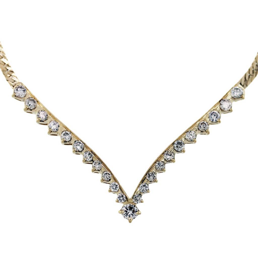 Diamond V Necklace   Gold Diamond Necklace 1 1024x1024 