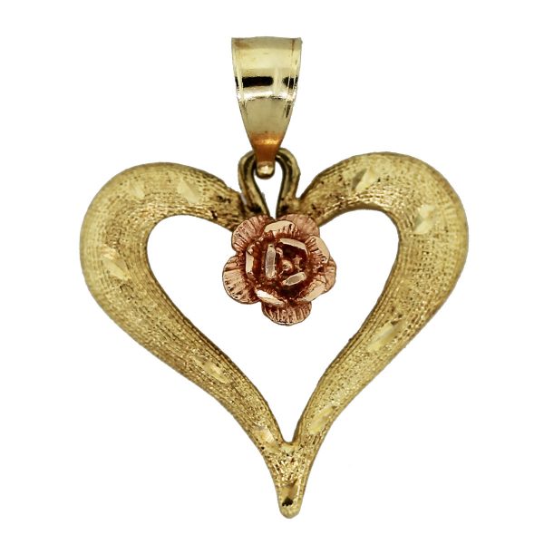 14k Yellow Gold and Rose Gold Heart Pendant