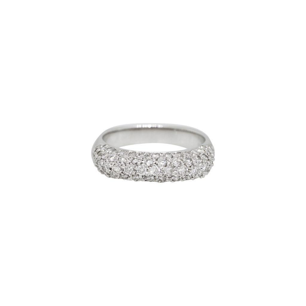 18k White Gold Natural Diamond Pave Square Ring