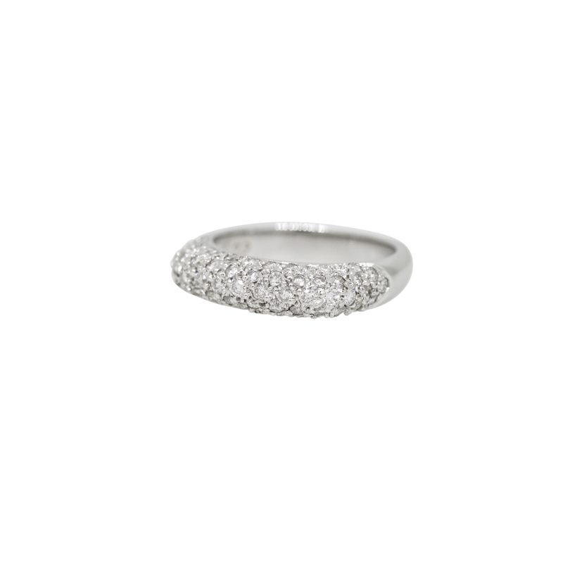 18k White Gold Natural Diamond Pave Square Ring