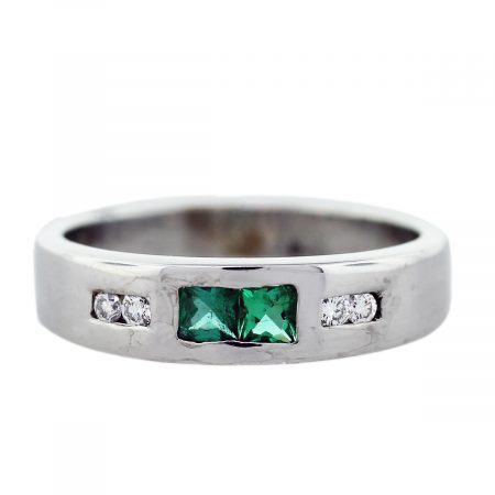 Emerald Diamond Wedding Band ring