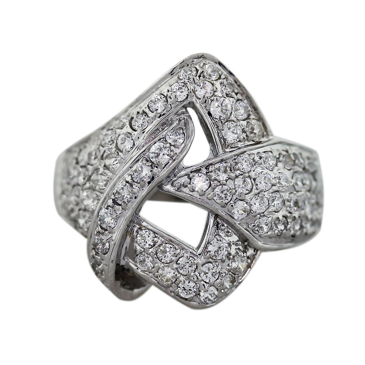 White Gold Diamond Buckle Design Ring Boca Raton