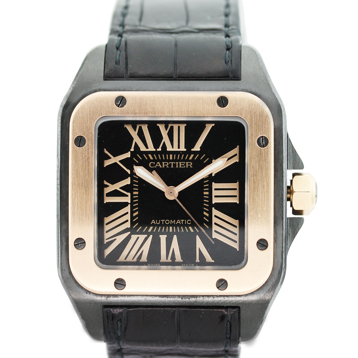 cartier black and gold watch