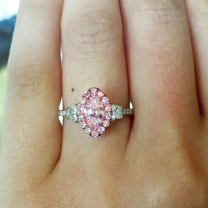 Marquise Shaped Pink Diamond Engagement ring