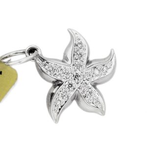 14kt white gold Pave Diamond Starfish Charm Pendant