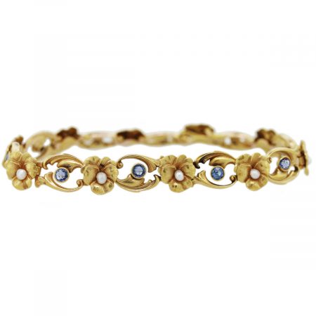 sapphire pearl gold bracelet