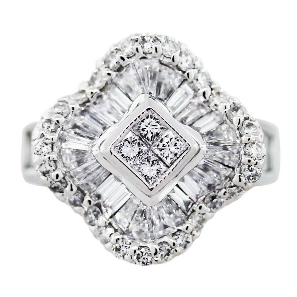 18K White Gold Diamond Cluster Ring Boca Raton