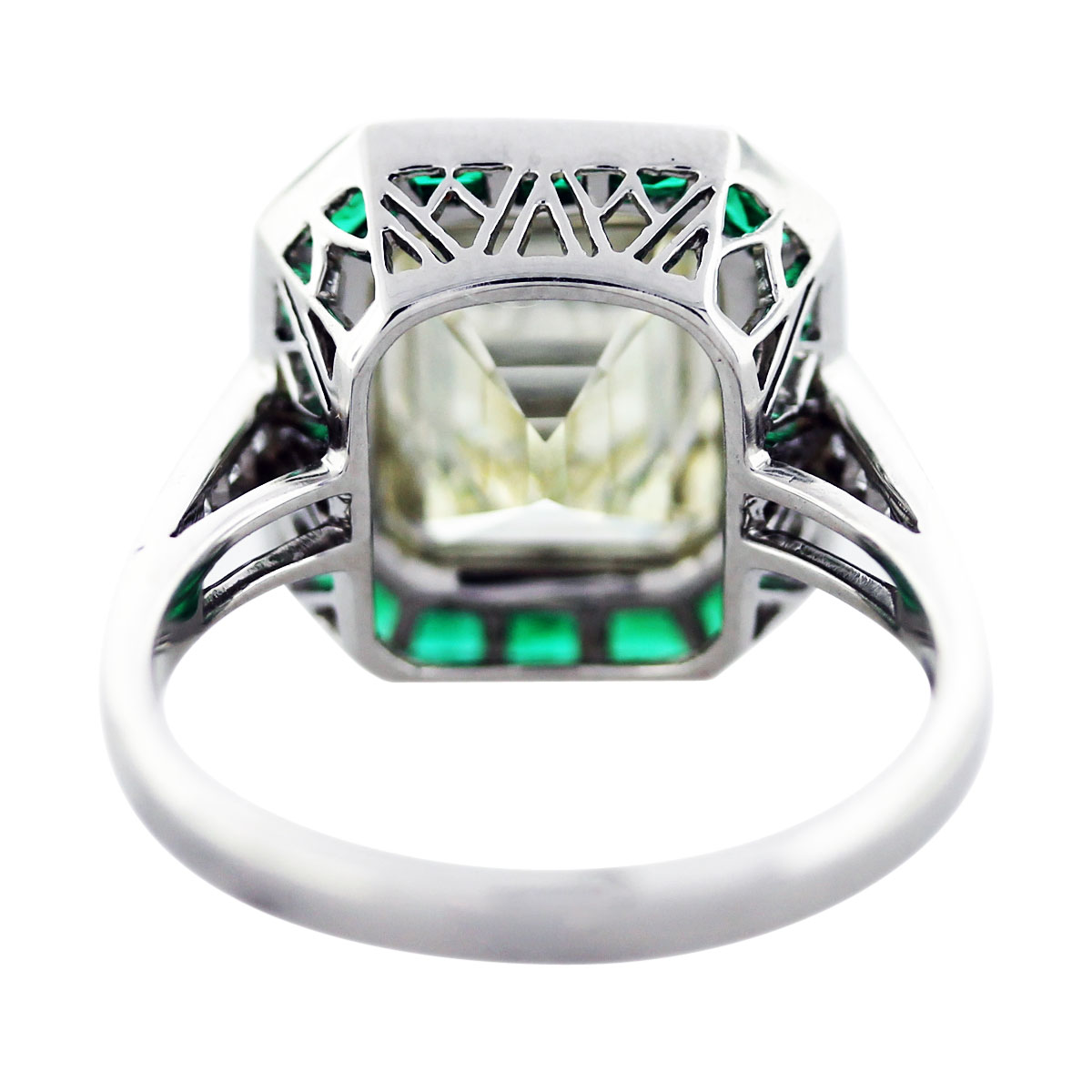 5 Ct Emerald Cut Diamond Emerald Platinum Engagement Ring Boca Raton