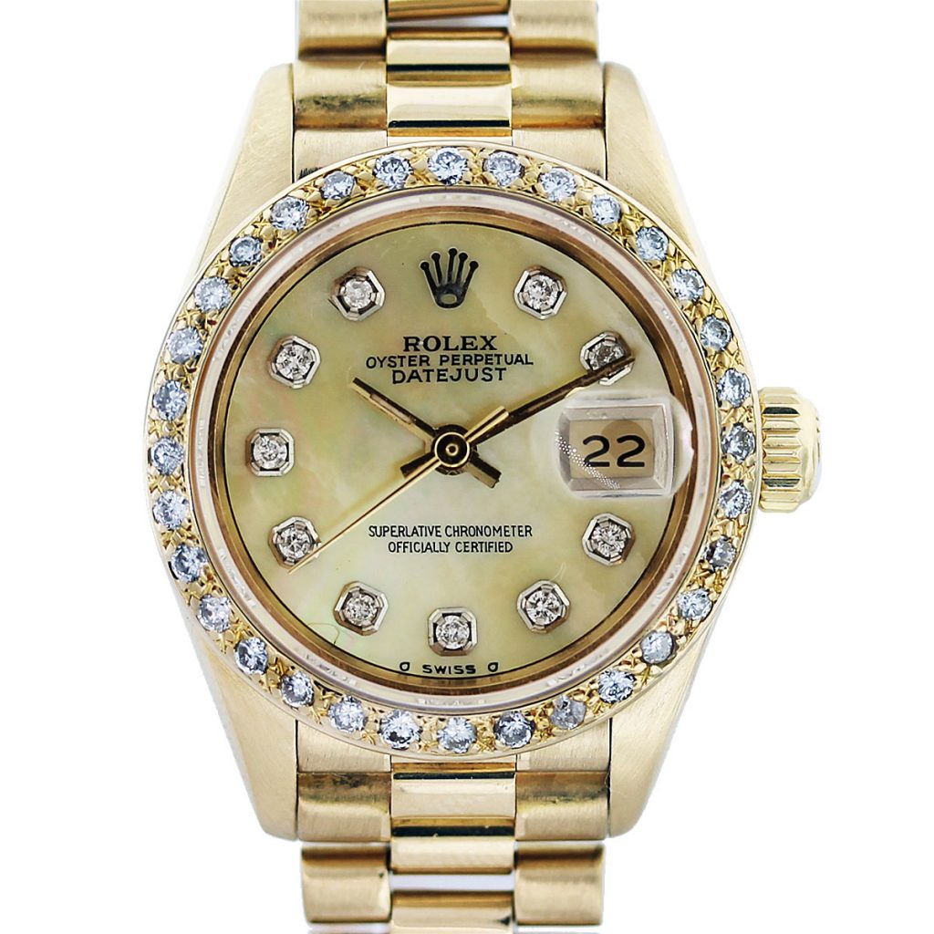 18k Gold Rolex 178288 Ladies Presidential Yellow MOP Diamond Watch