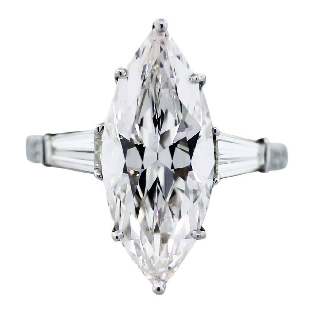 Marquise Cut Diamond Platinum Engagement Ring-Boca Raton Jewelery
