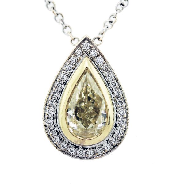 yellow diamond pear shape diamonds by the yard necklace pendant