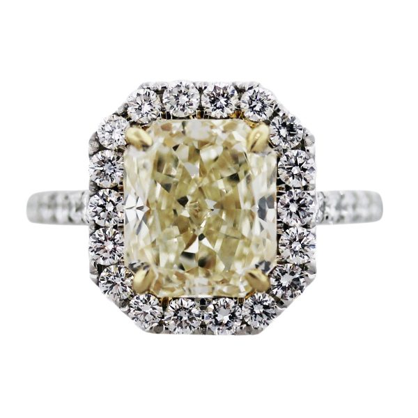 yellow diamond radiant cut engagement ring white gold yellow gold