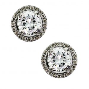 2ctw Round Diamond Stud Earrings in 14k Halo Settings, diamond halo earrings