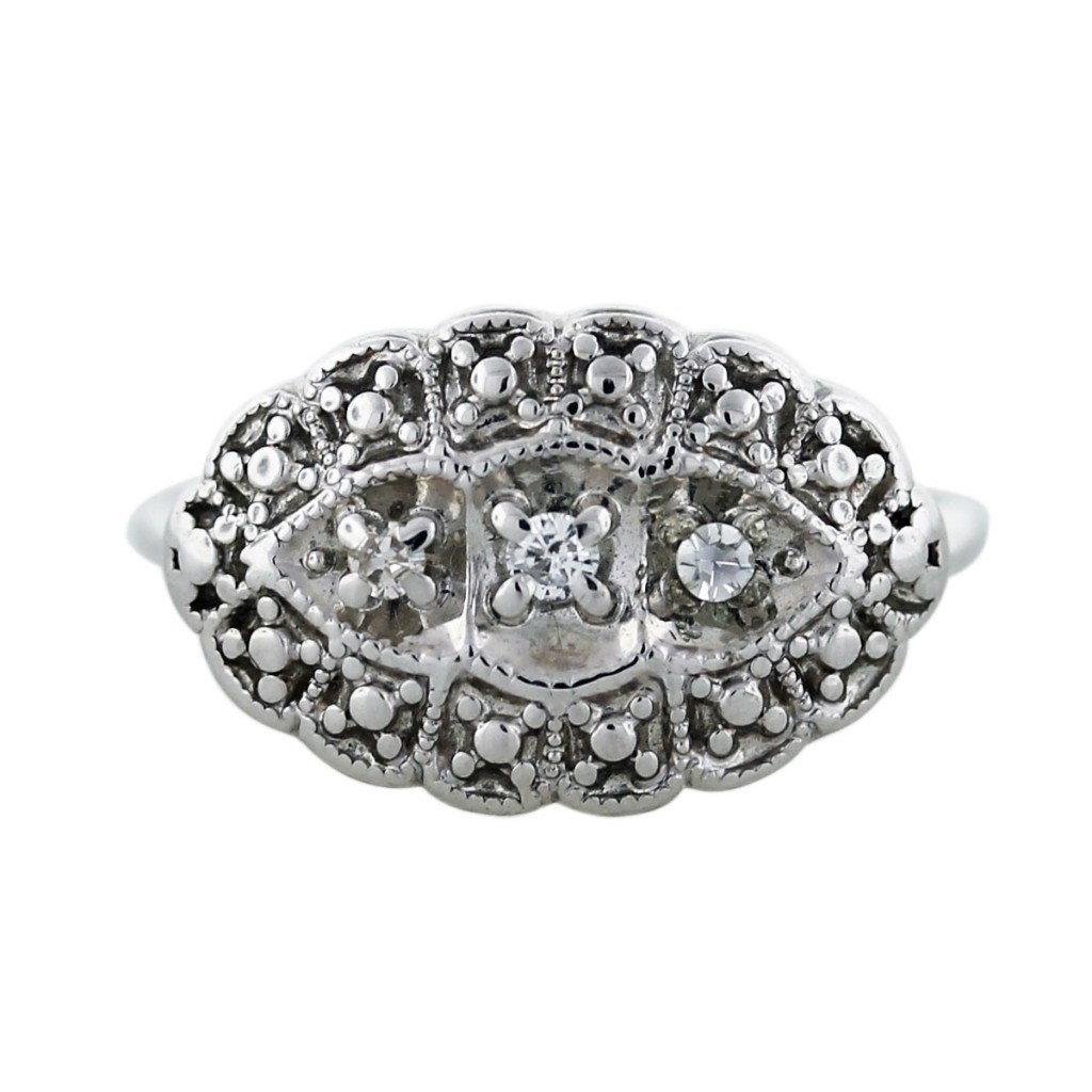 14k White Gold Vintage Diamond Cocktail Ring-Boca Raton