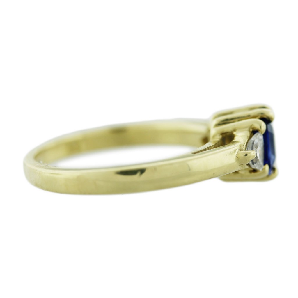 Emerald Cut Diamond Sapphire Ring