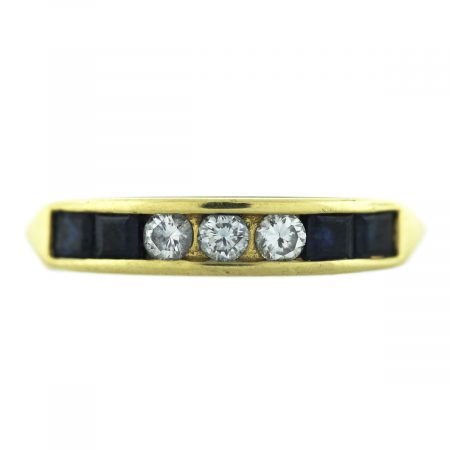 Ladies Wedding Band Sapphire Diamond Ring