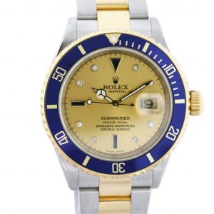 Rolex Submariner 16618 Blue Dial 18kt Yellow Gold Watch