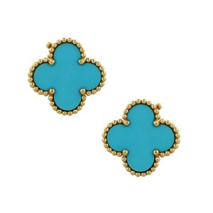 Van Cleef & Arpels Vintage Alhambra Turquoise Earrings, vintage van cleef and arpels
