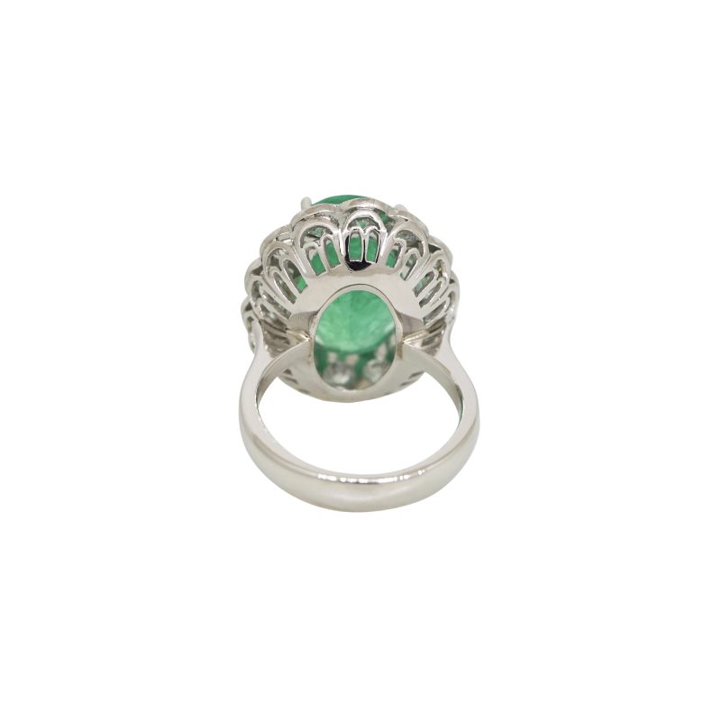 Natural 13.3 Carat Emerald & Diamond Halo Statement Ring