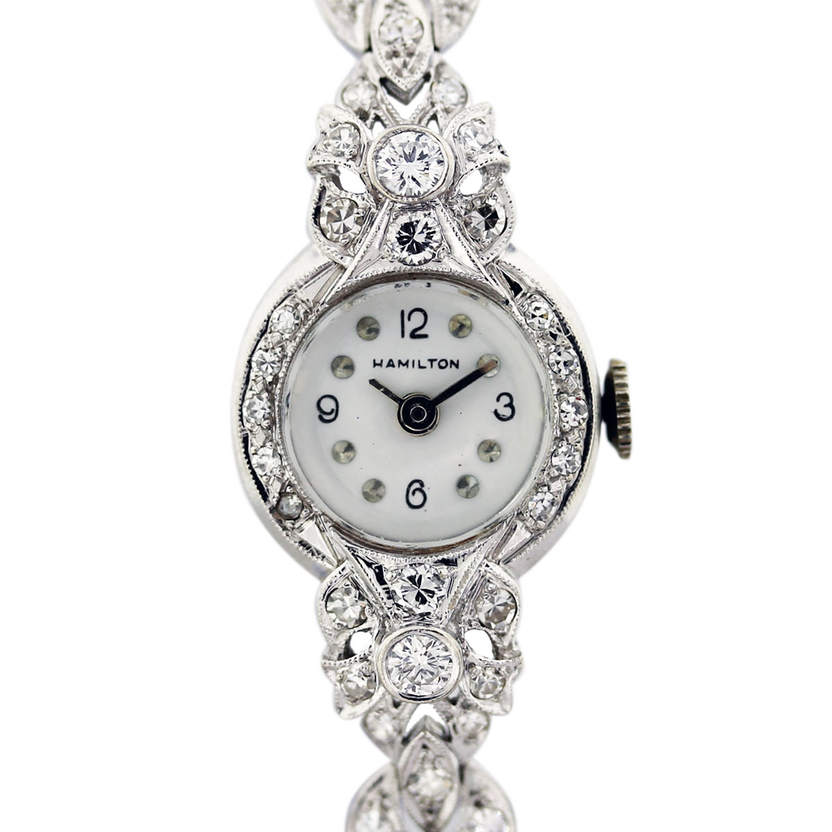 14k White Gold Diamond Hamilton Ladies Watch-Boca Raton