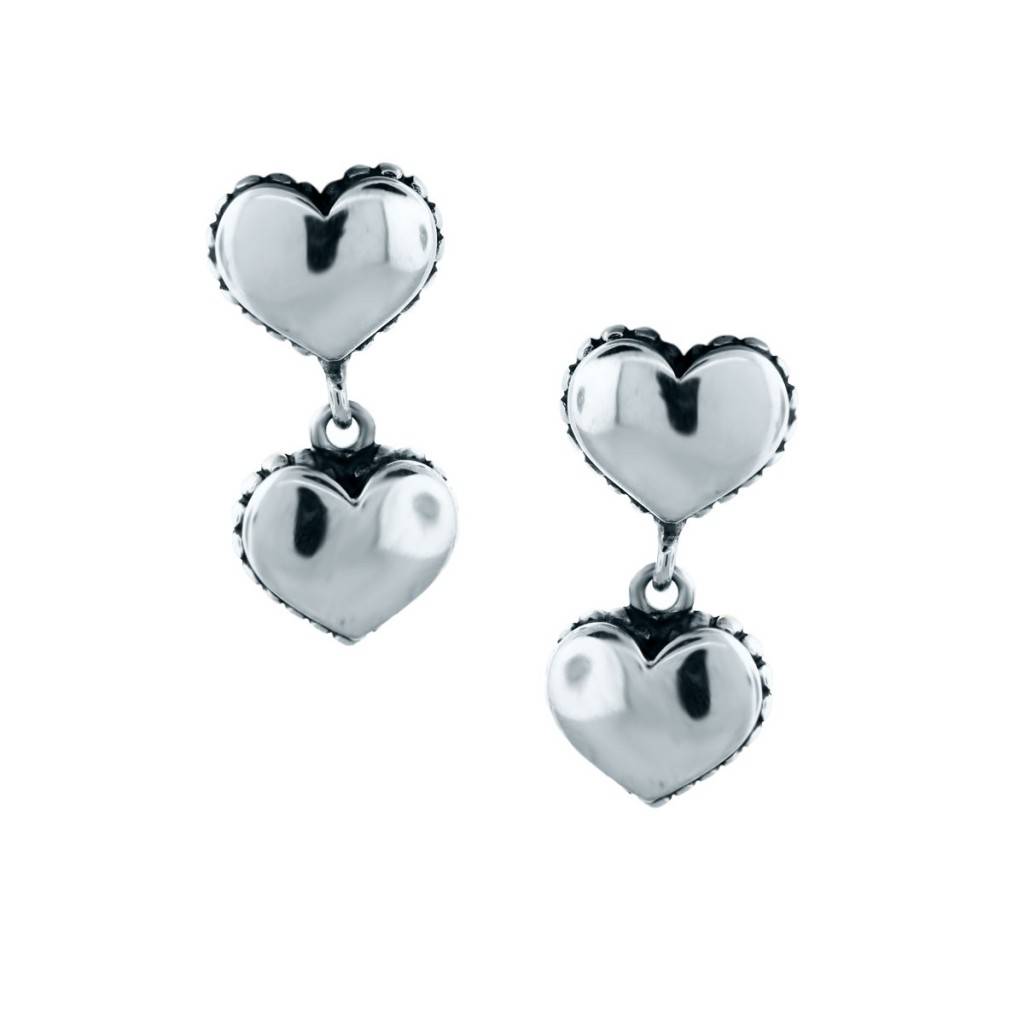 Lagos Sterling Silver Heart Drop Earrings, lagos earrings, sterling silver heart earrings