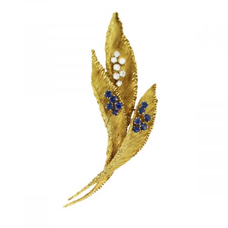 French Mad Diamond and Sapphire Pin