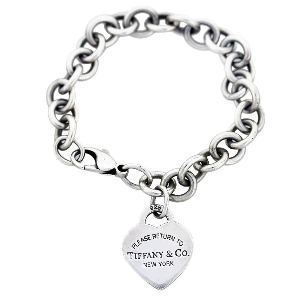 Tiffany and Co Sterling Silver Heart Charm Bracelet, pre owned tiffany heart bracelet
