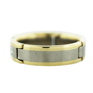 two tone mens wedding band with a diamond, diamond mens ring