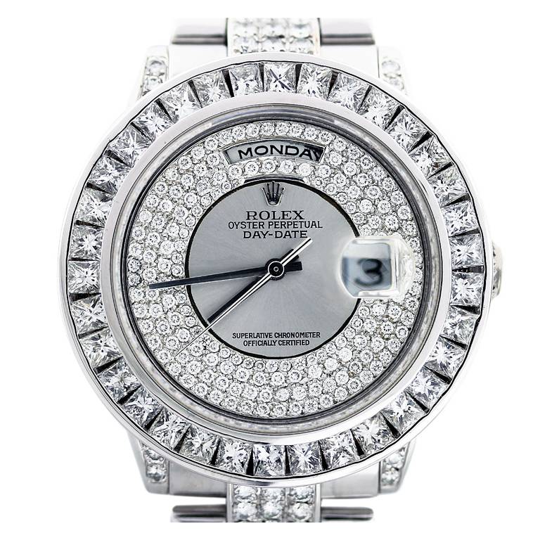 White gold rolex daydate presidential, rolex day date, rolex diamond dial