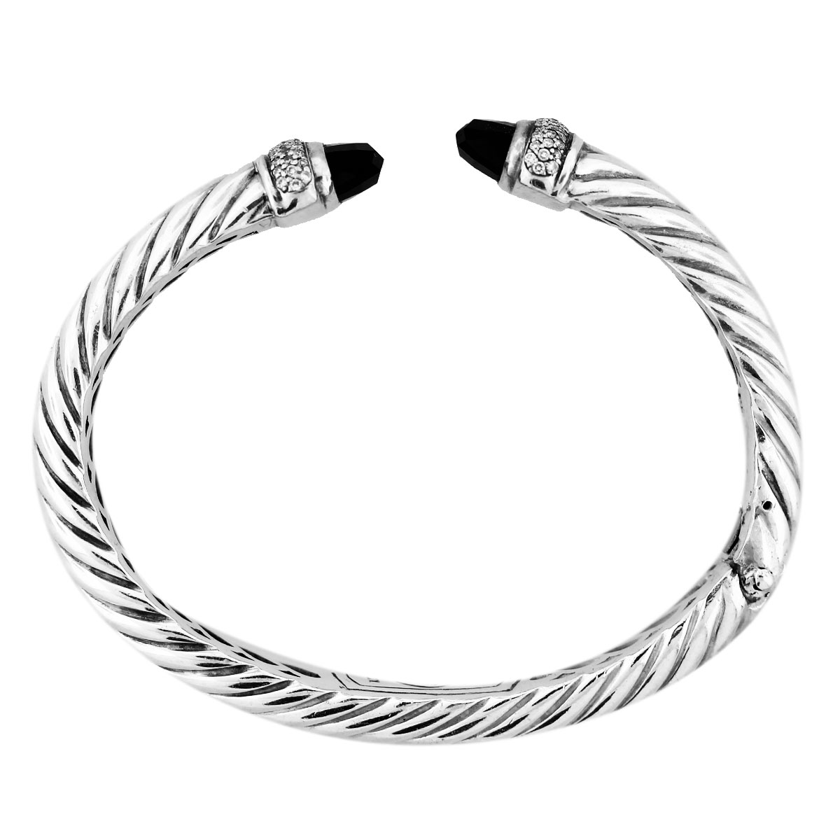David Yurman Black Onyx and Diamond Waverly Cable Bracelet