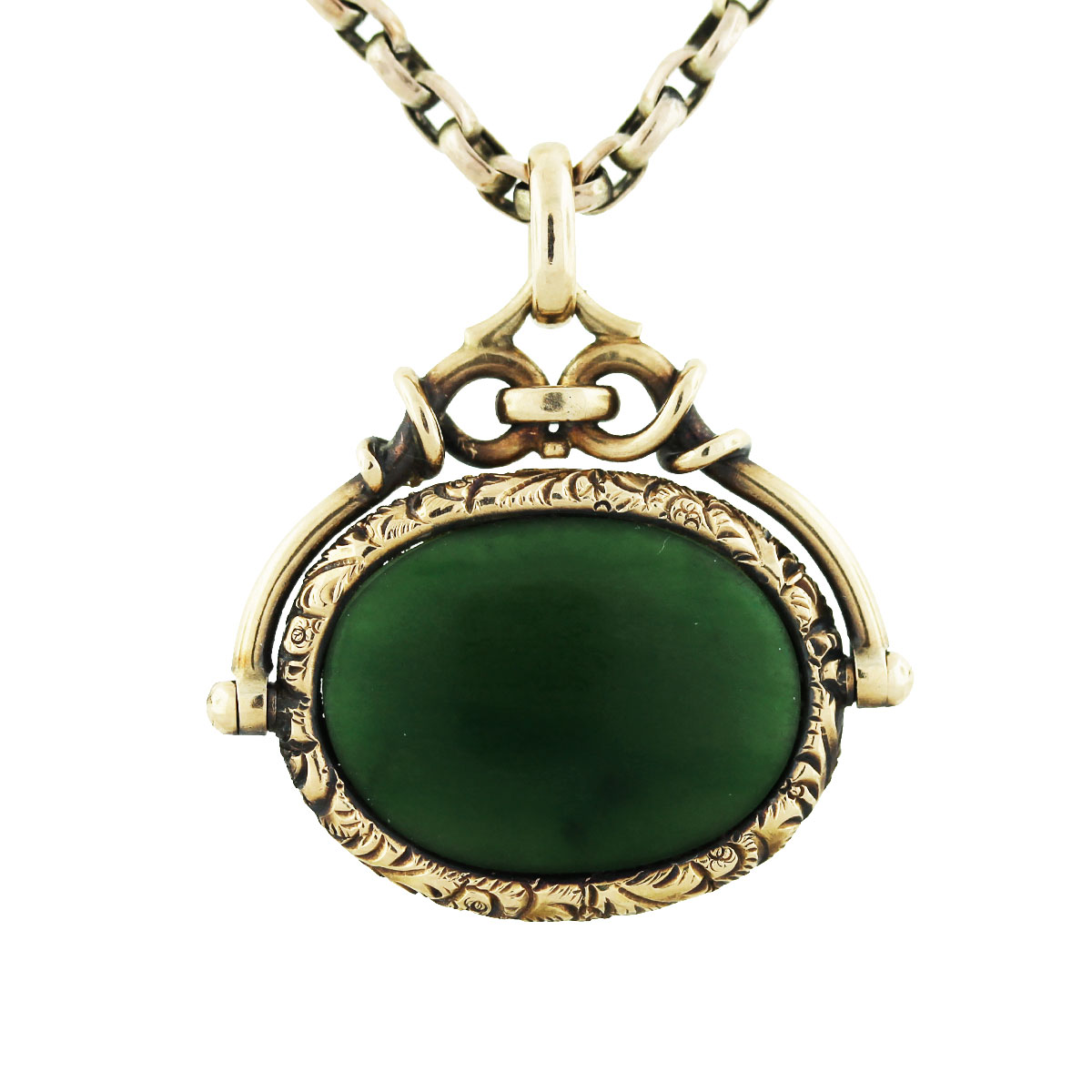 Jade Sautoir 14K Yellow Gold Vintage Necklace-Boca Raton