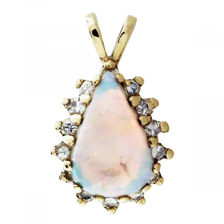 gold opal diamond pendant
