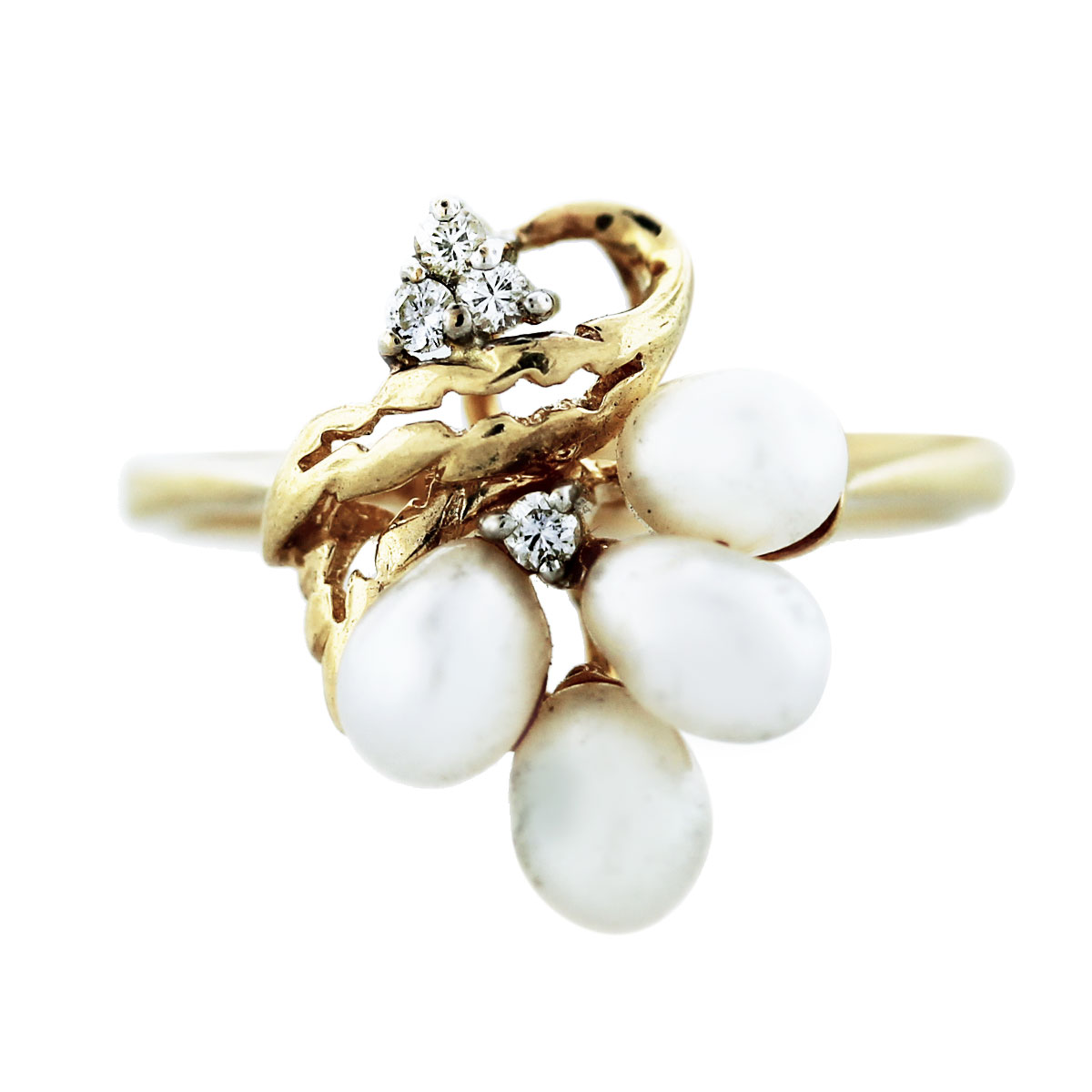 Yellow Gold Baroque Pearl and Diamond Ring-Boca Raton
