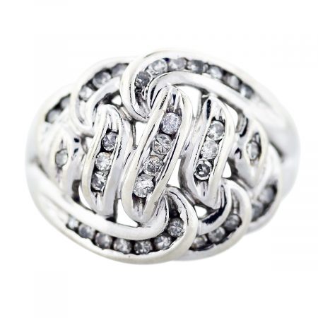 10k white gold diamond woven ring