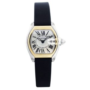 Yellow gold cartier roadster on a black leather strap pre owned