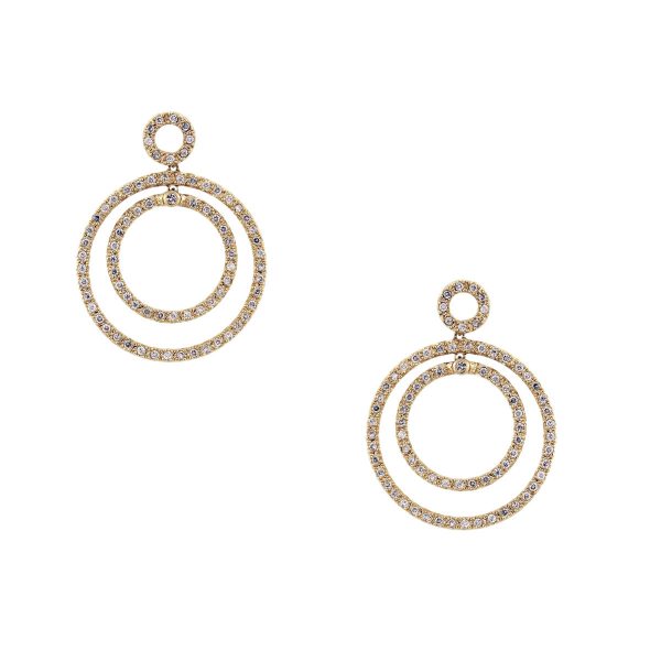 14k Yellow Gold Diamond Multi Circle Earrings