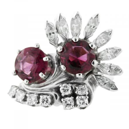 Platinum Pink Sapphires Diamond Ring
