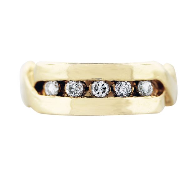 gold diaond x band ring