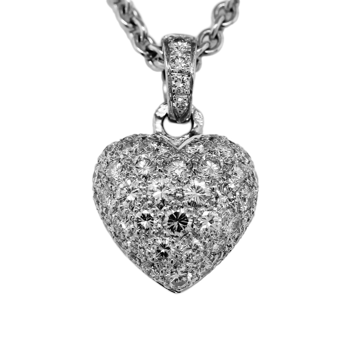 18k White Gold Cartier Diamond Heart Necklace-Boca Raton