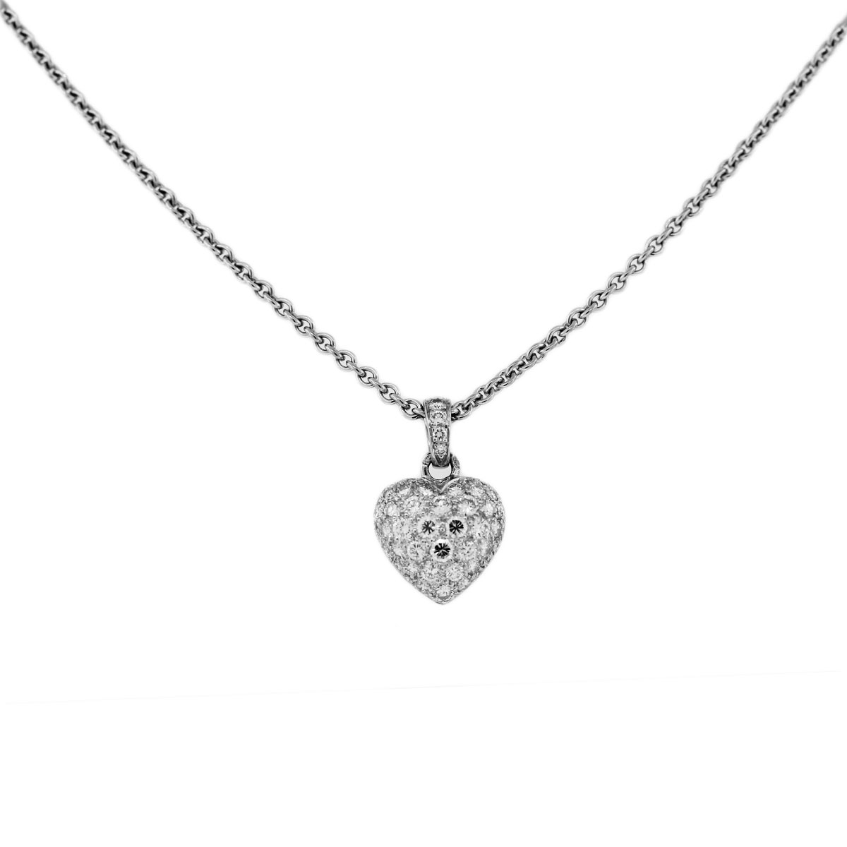 cartier pave diamond heart necklace